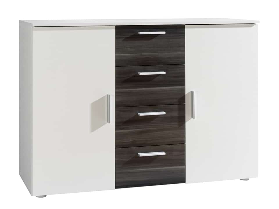 VERA komoda, bílá/ořech černý