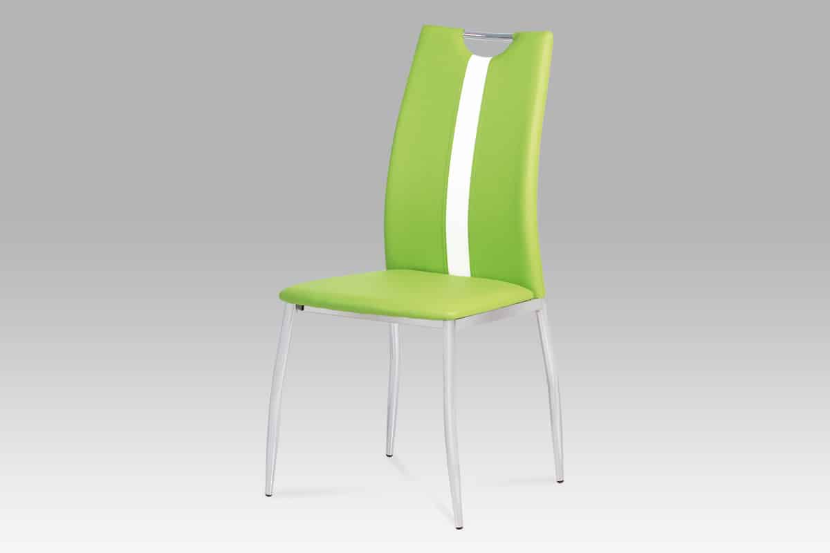 Jídelní židle, koženka zelená / chrom, AC-1296 LIM