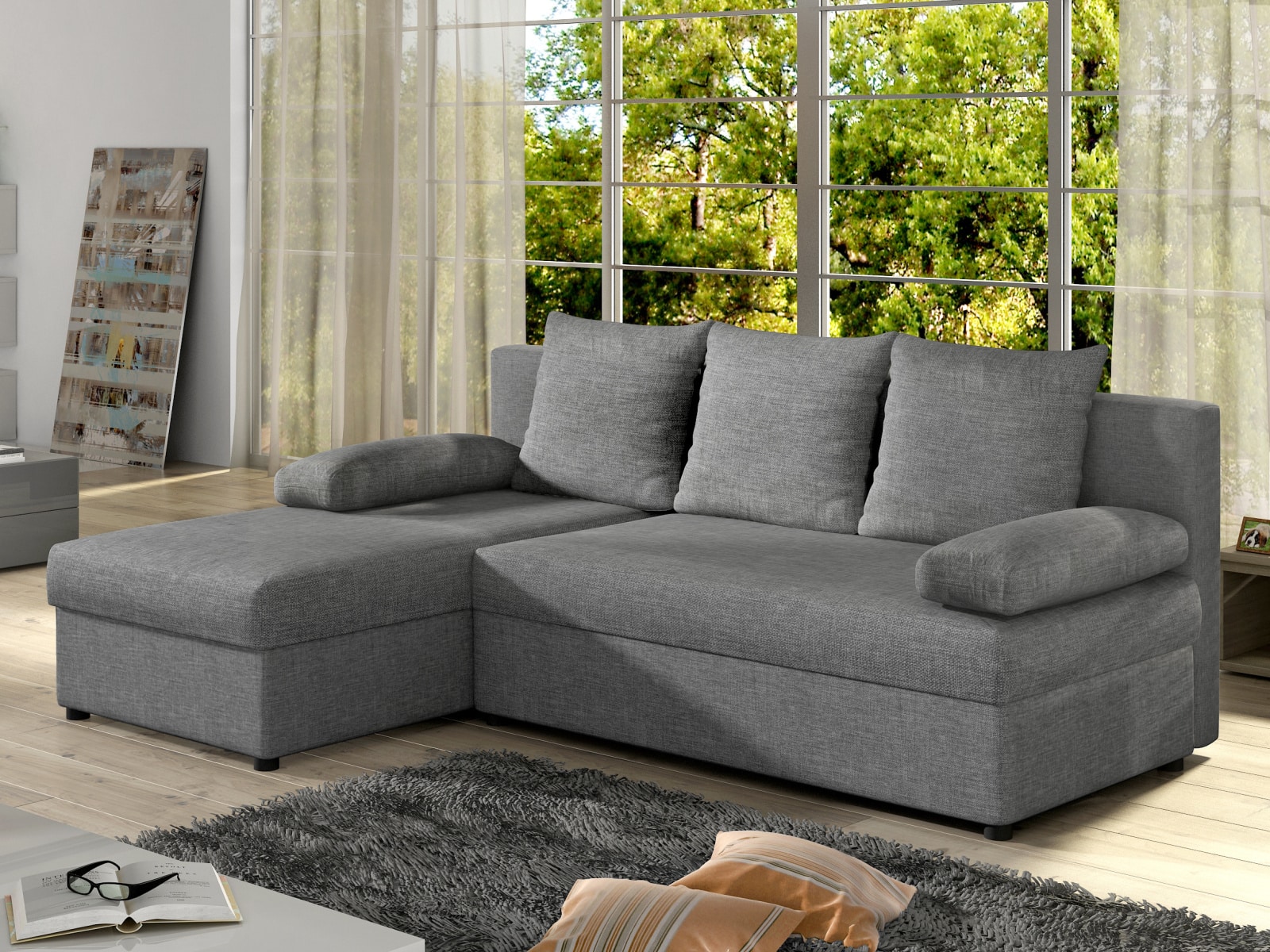 Rohová sedačka GINO 03, světle šedá látka