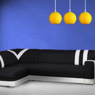 Rohová sedačka KONGO levá, látka černá/bílá ekokůže