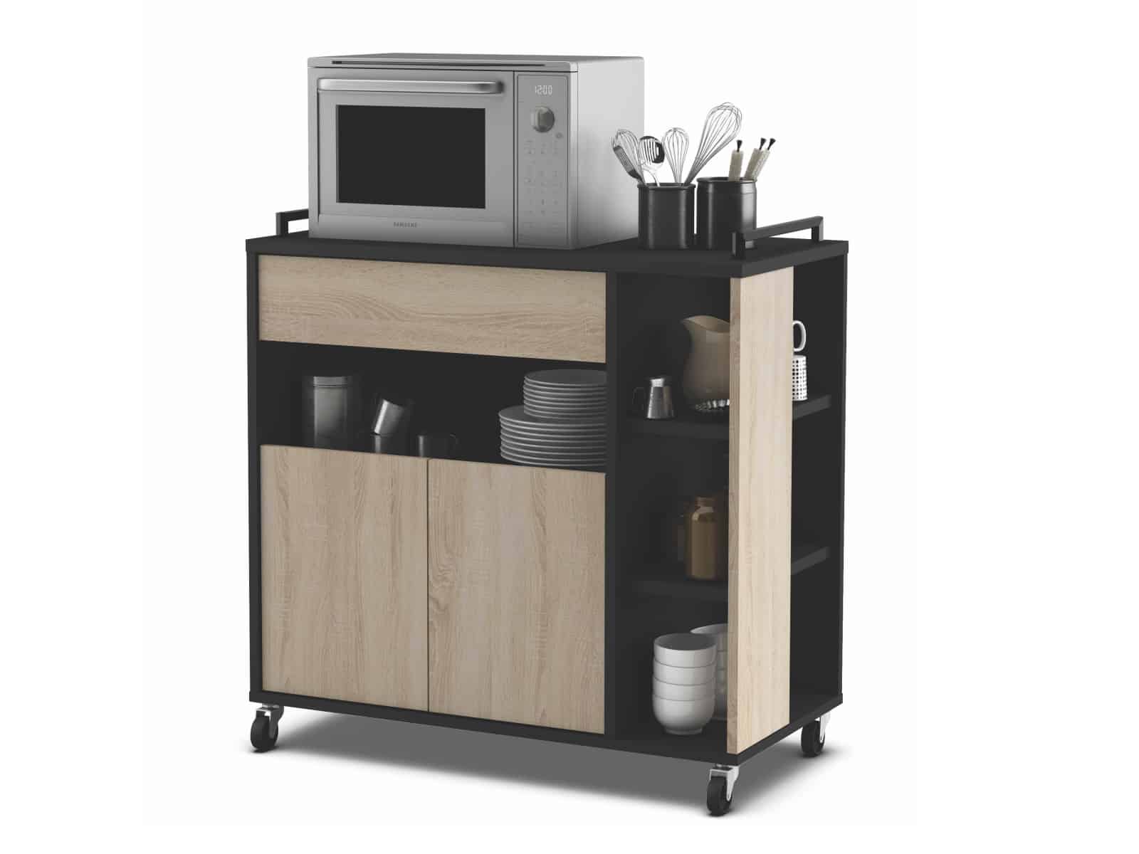 INDUS, kuchyňská skříňka 2D1S, dub/černá