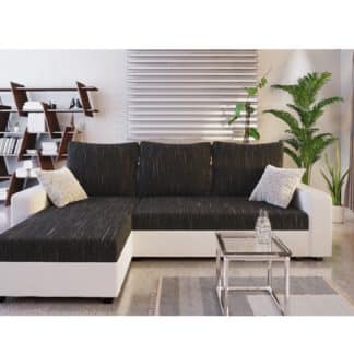 Rohová sedačka TRIPOLIS, černá látka/bílá ekokůže