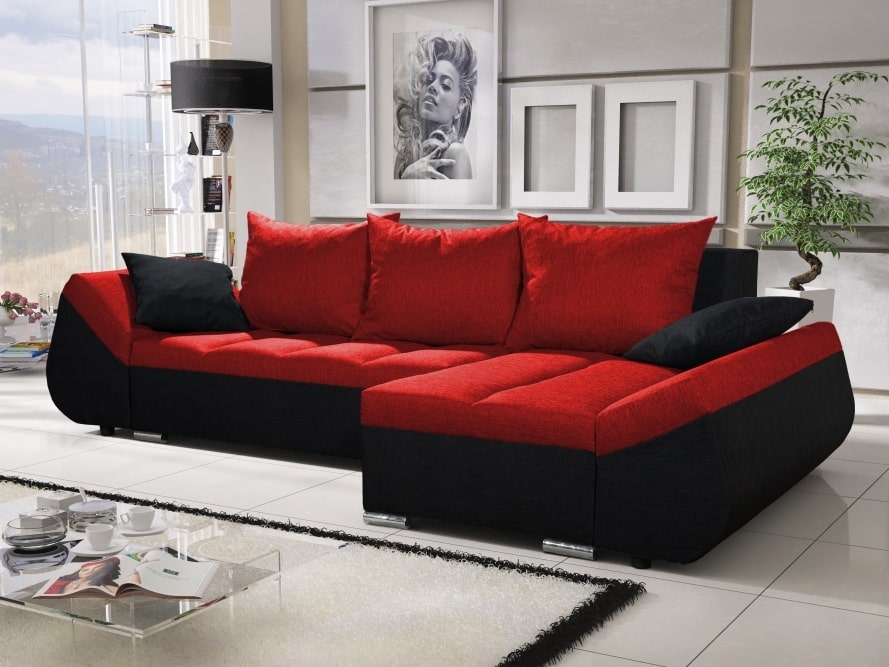 Rohová sedačka KORFU 3, červená/černá