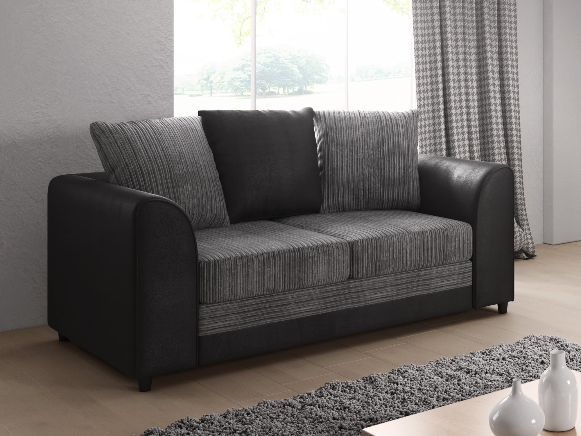 Dvojsedák DYLAN 2, šedá látka/černá látka