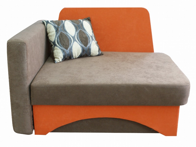 Křeslo rozkládací KUBÍK, levá, hnědá/oranžová