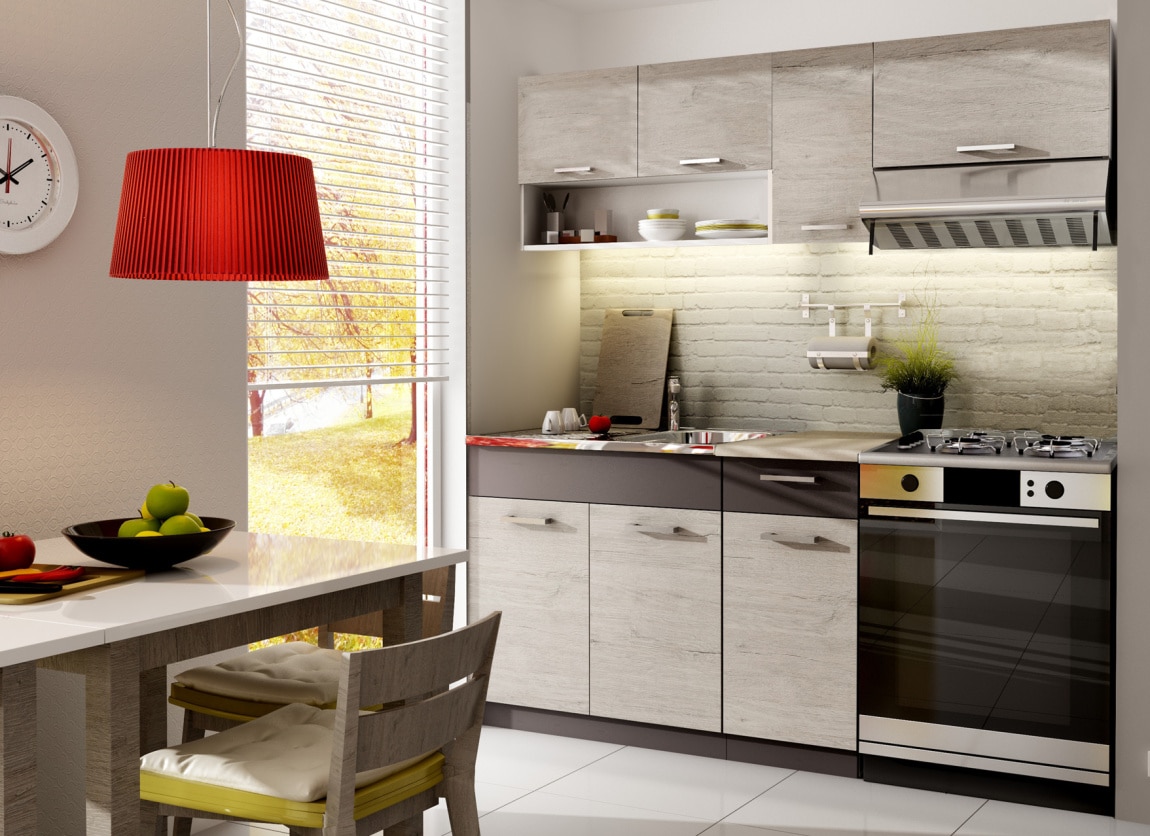 Kuchyně MORENO 120/180 cm, dub picard/lava