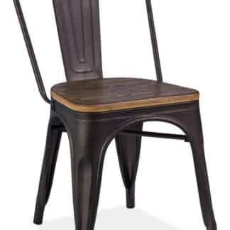 Jídelní kovová židle LOFT grafit/ořech