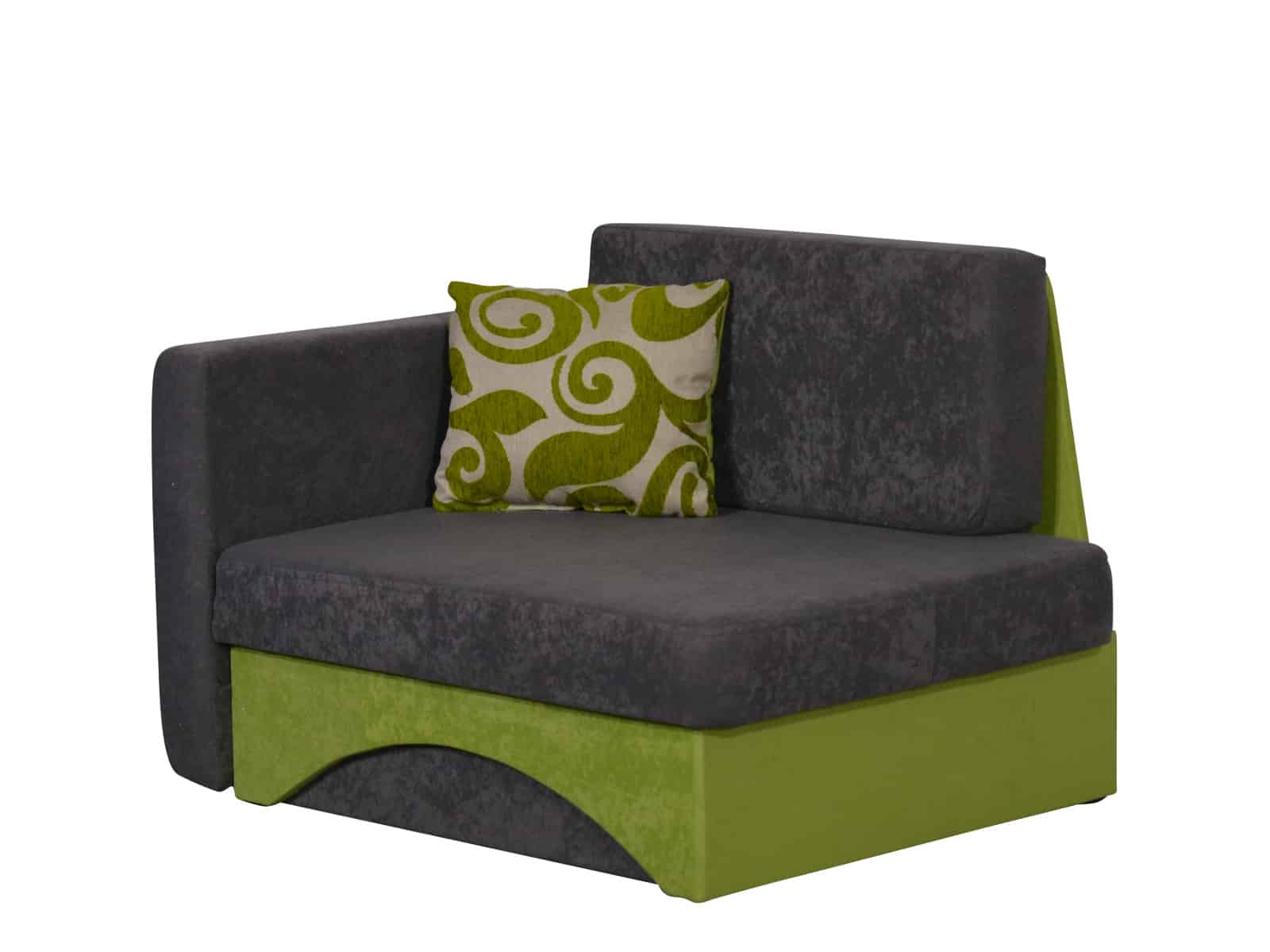 Křeslo rozkládací KUBÍK, levá, šedá látka/zelená látka