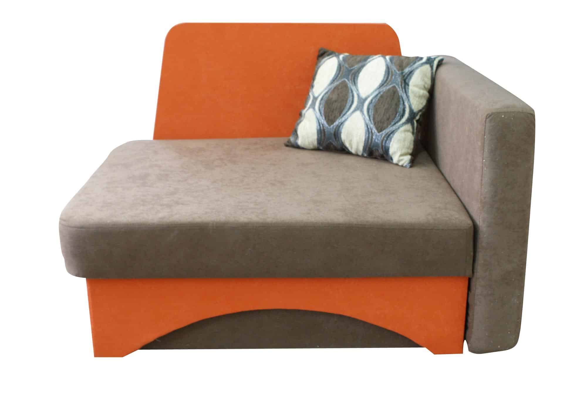 Křeslo rozkládací KUBÍK, pravá, hnědá/oranžová