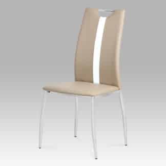 Jídelní židle, koženka cappuccino / chrom, AC-1296 CAP