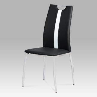 Jídelní židle, koženka černá / chrom, AC-1296 BK