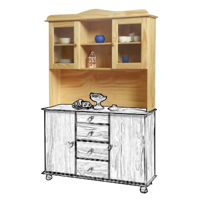 Nástavec příborníku 8046 lak, masiv borovice