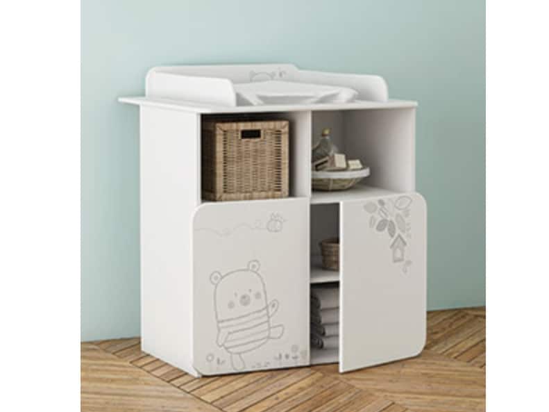 BAER přebalovací pult/komoda, bílá s obrázky