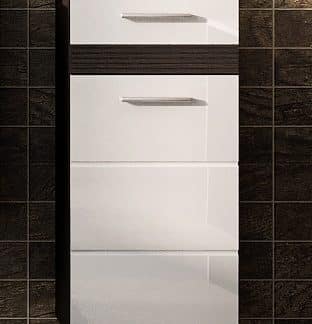 EGLO, skříňka nízká, dub tmavý/bílý lesk