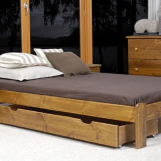 Úložný prostor pod postel 150 cm, masiv borovice/moření dub