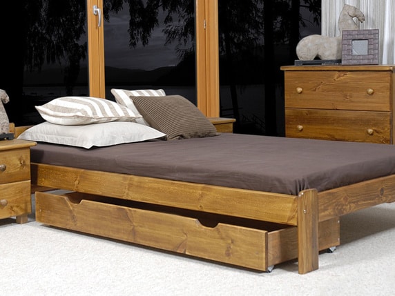 Úložný prostor pod postel 150 cm, masiv borovice/moření dub