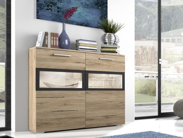 SARAH komoda TYP 45, dub san remo světlý/antracit