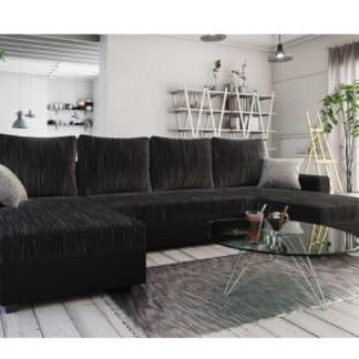 Rohová sedačka TRIPOLIS U, černá látka/černá ekokůže