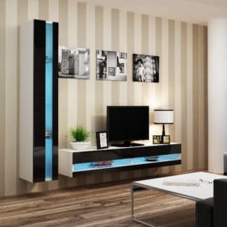 Obývací stěna VIGO NEW 8, bílá/černý lesk