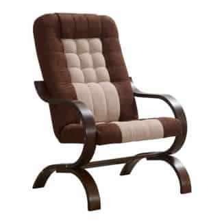 Křeslo GRZES 4, hnědá látka/béžová látka/ořech