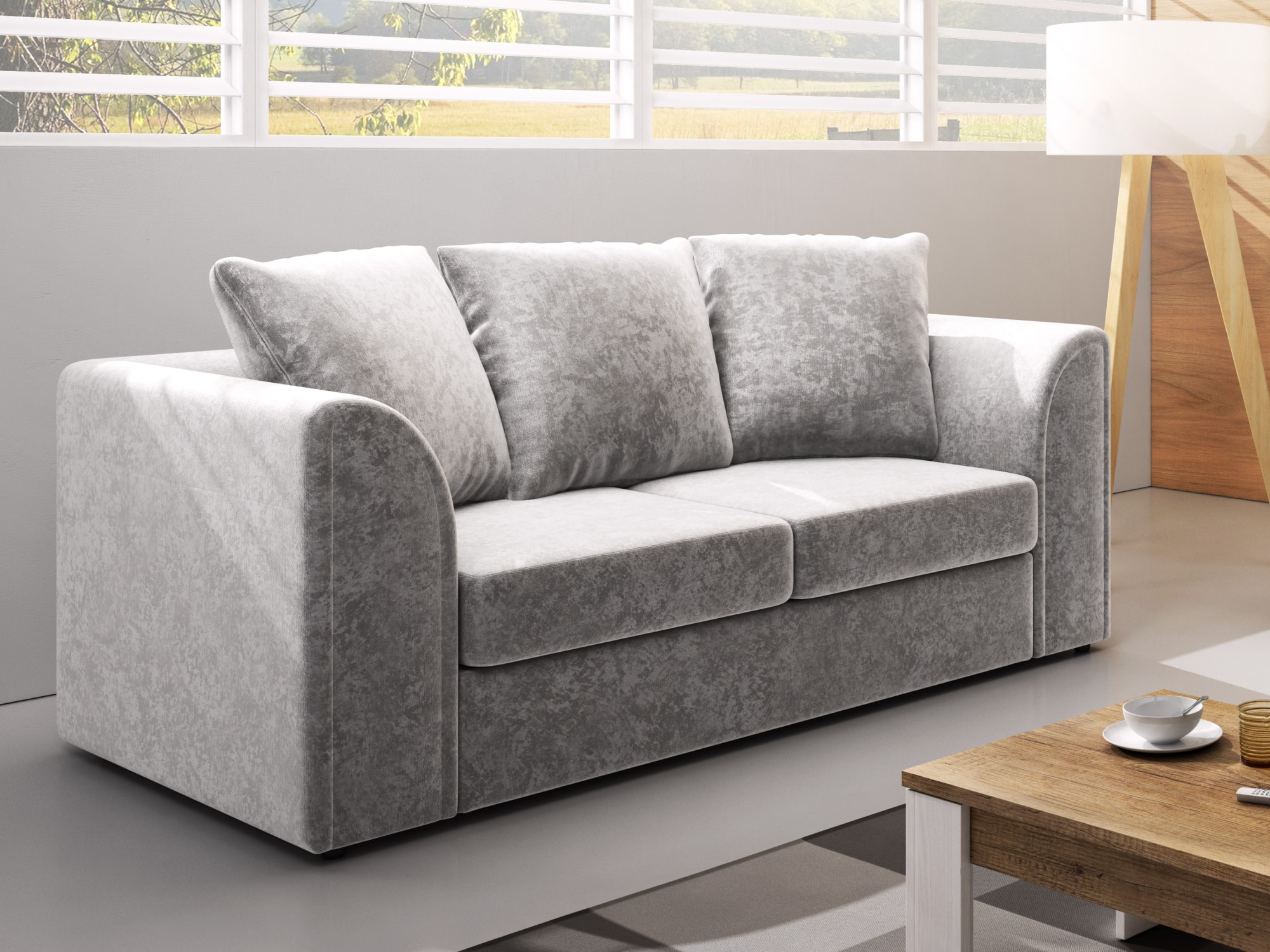 Dvojsedák DYLAN 2, světle šedá látka