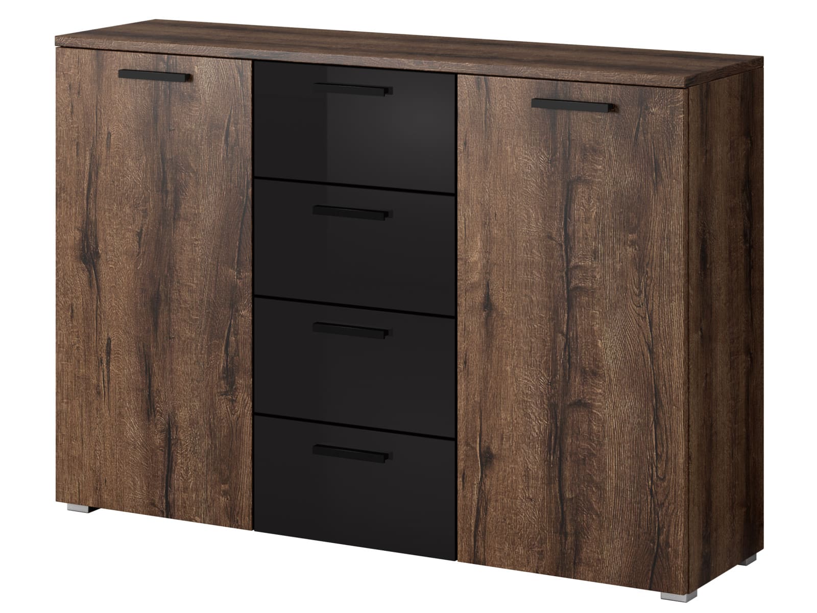 GALAXY komoda TYP 26, dub monastery/černý lesk