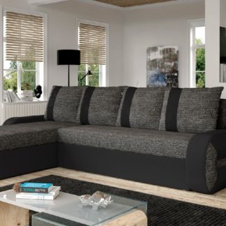 Rohová sedačka TICO owal, černá látka/černá ekokůže