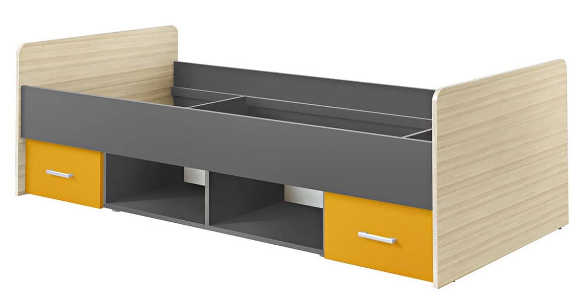 Postel PAULINA 90X200 cm, jasan coimbra/šafrán