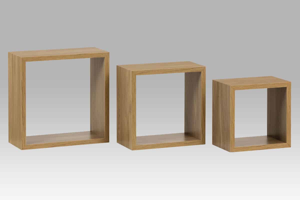 Nástěnná polička P-012 OAK, sada 3 ks, dub