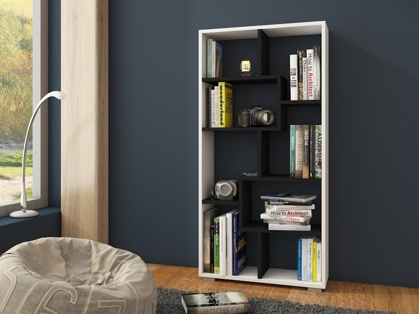 Regál DOMINO C, bílá/černá