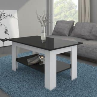 Konferenční stolek ELAIZA, bílá/černý lesk