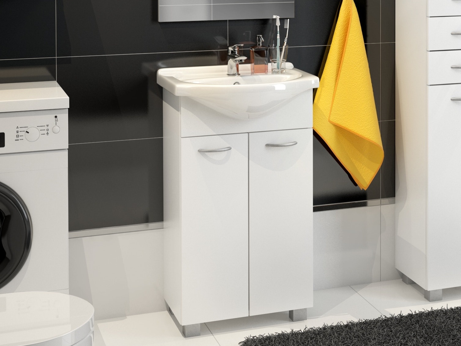 Koupelnová skříňka NEJBY s umyvadlem, bílá