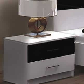 DUBAJ, noční stolek, bílá/černé sklo