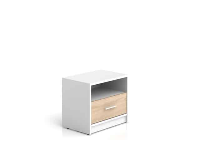 NEPO, noční stolek KOM1S, bílá/dub sonoma