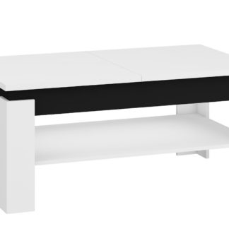 Konferenční rozkládací stolek BOSTON, bílá/černý lesk