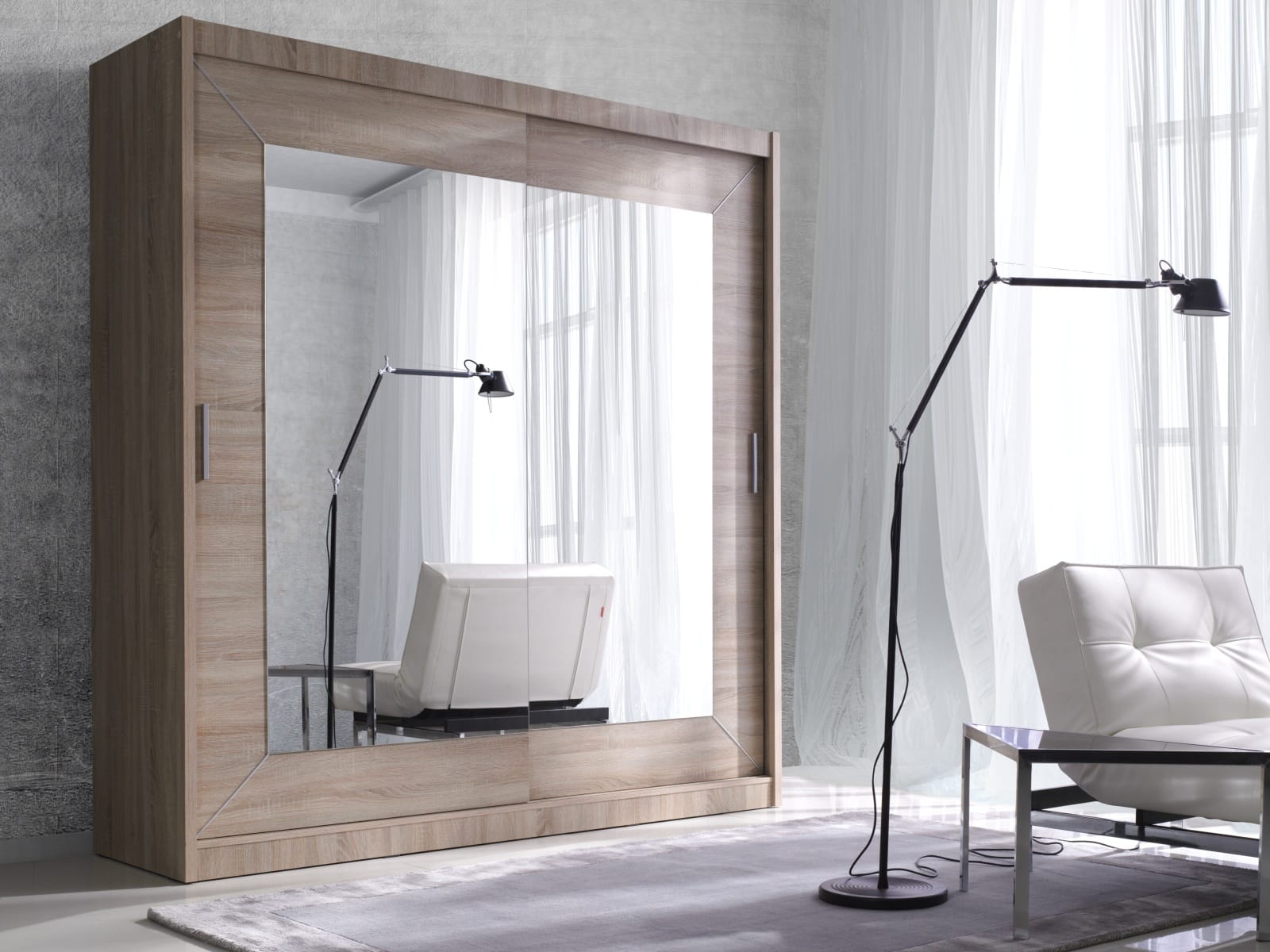 ALFA šatní skříň se zrcadlem 180 TYP 17, dub sonoma světlý