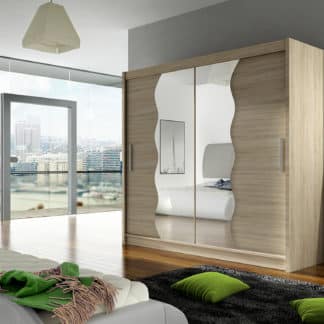 Šatní skříň BEGA X, dub sonoma/zrcadlo