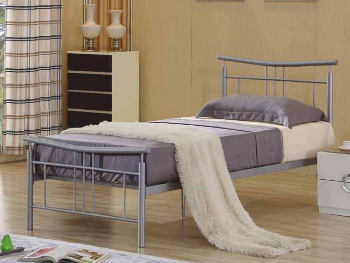 DORADO kovová postel s roštem 90x200 cm, stříbrný kov