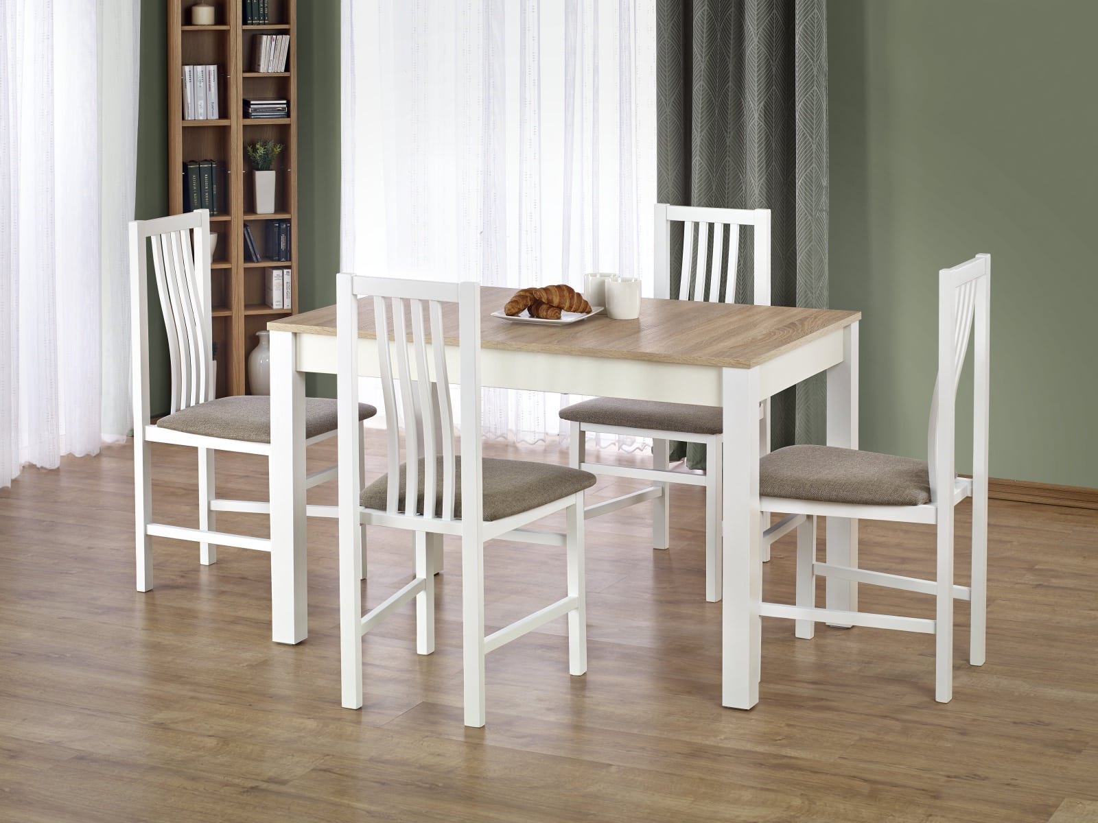 Jídelní stůl KSAWERY, dub sonoma/bílá