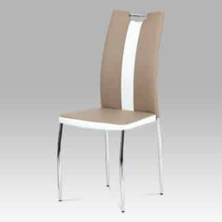 Jídelní židle AC-2202 CAP, koženka cappuccino+bílá/chrom