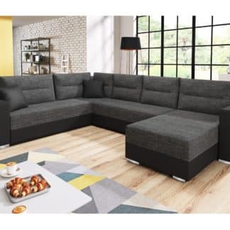 Rohová sedačka GERD, černá látka/černá ekokůže