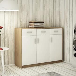 Komoda AGNES/HIT 3D3S, dub sonoma/bílá