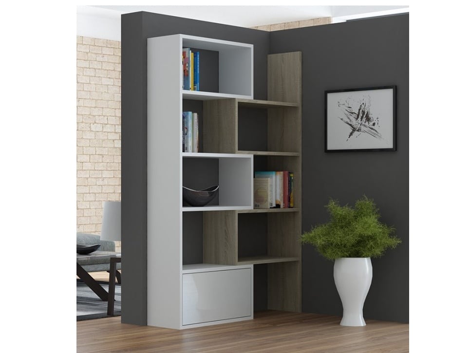 ASTA regál, bílá/dub sonoma