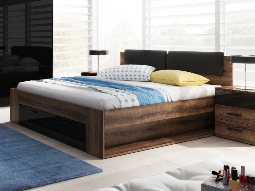 GALAXY postel 160x200 cm TYP 51, dub monastery/černý lesk