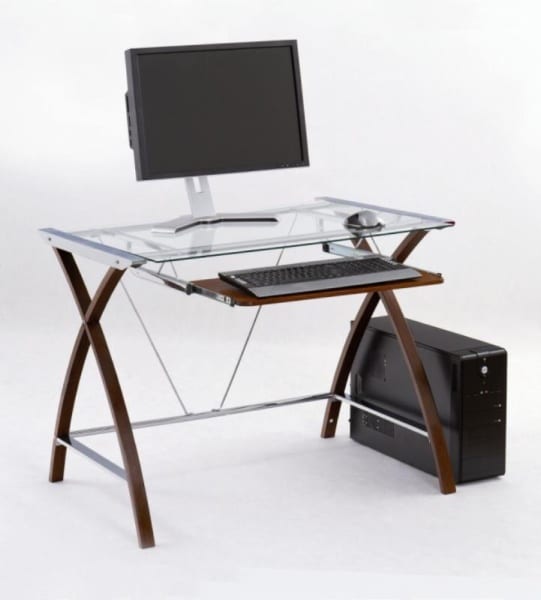 Skleněný PC stůl B-16, wenge