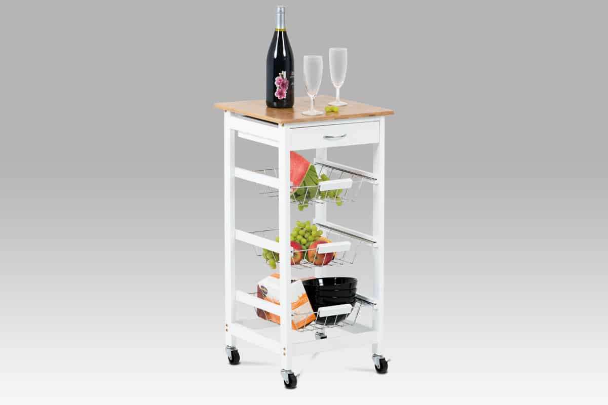 Regál bambusový DR-043 na kolečkách s úložnými košíky