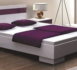 DUBAJ, postel 160x200 cm, bílá/fialové sklo