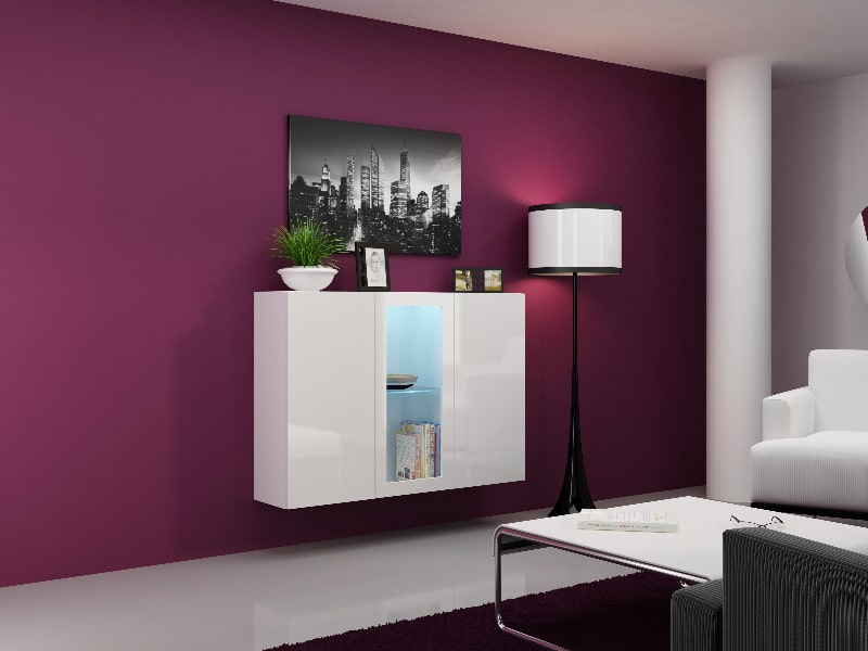 Komoda VIGO, bílá/bílý lesk