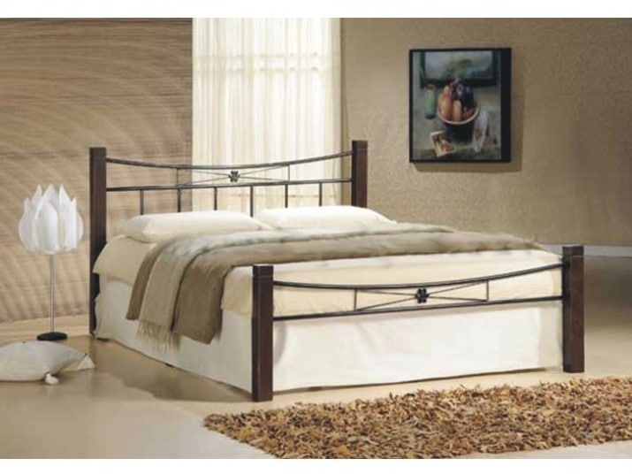 Postel PAULA 160x200 cm s roštem, kov/masiv