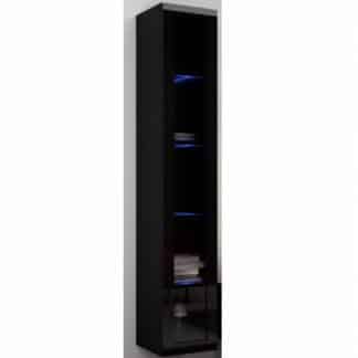 Závěsná prosklená vitrína VIGO 180 cm, černá/černý lesk